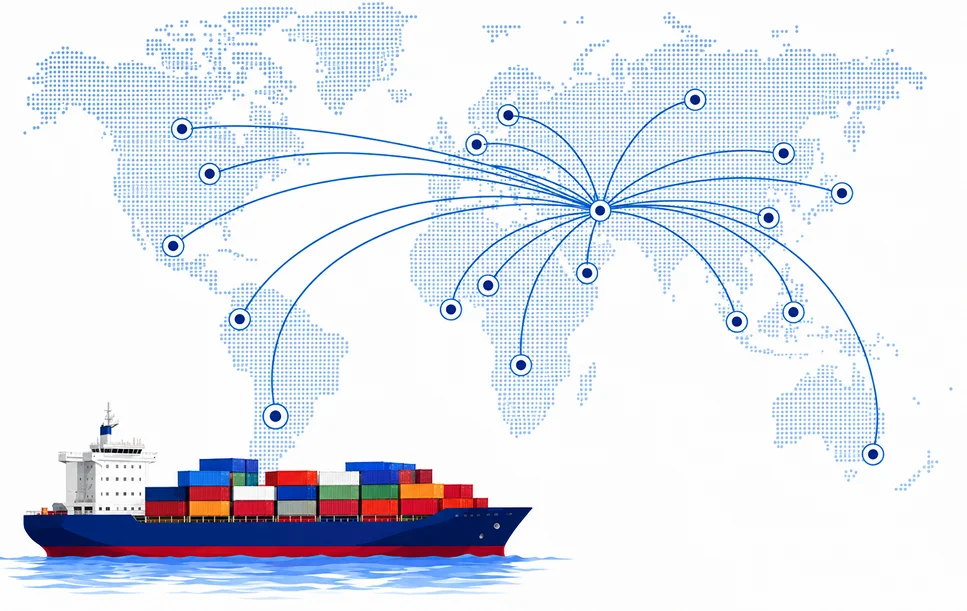 Export worldwide shipping routes